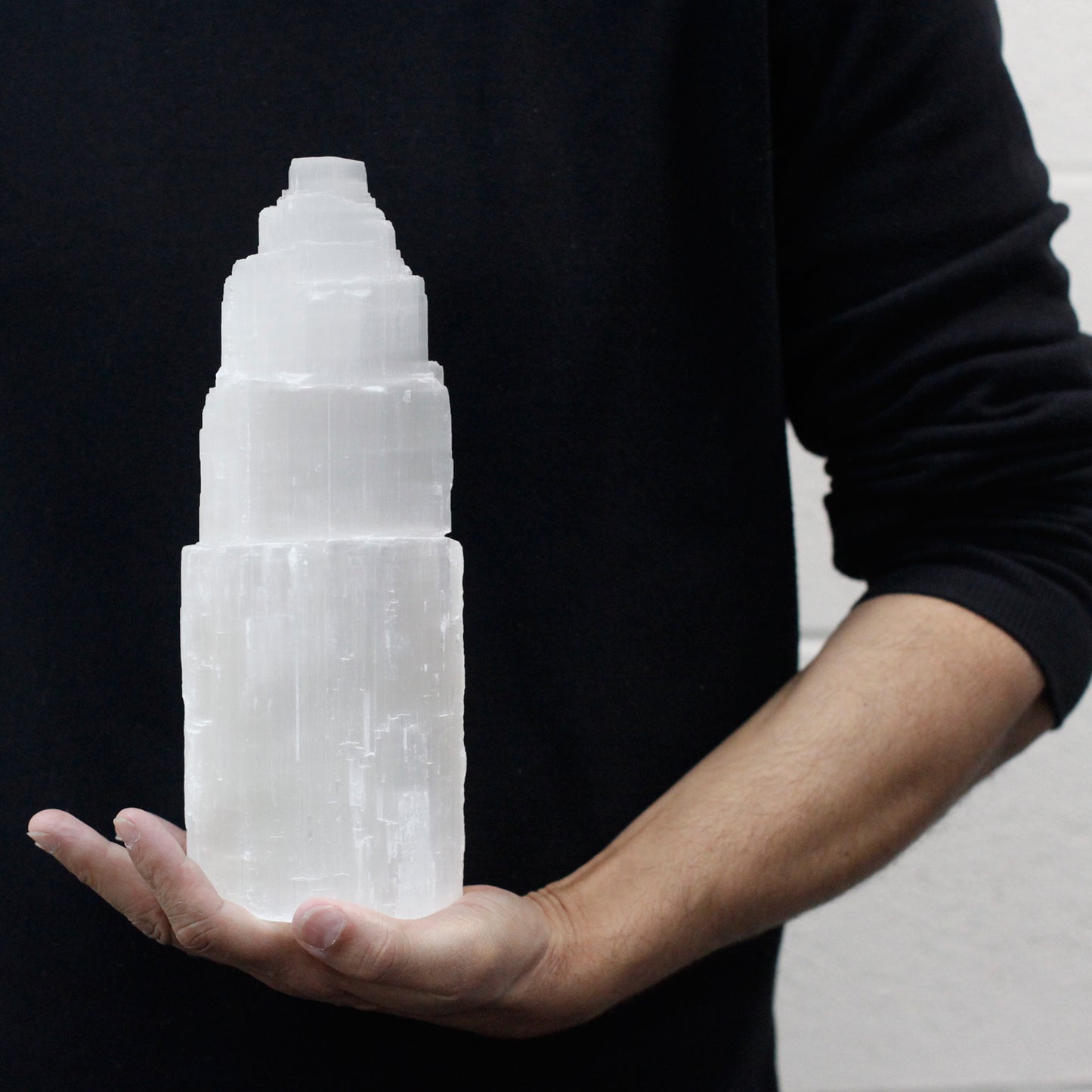 Natural Selenite Tower Lamp - 25cm