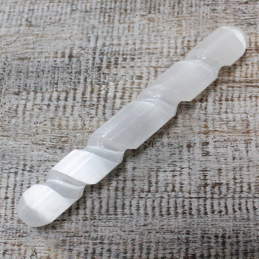 Selenite Spiral Varita - 16 cm (Both round ends)