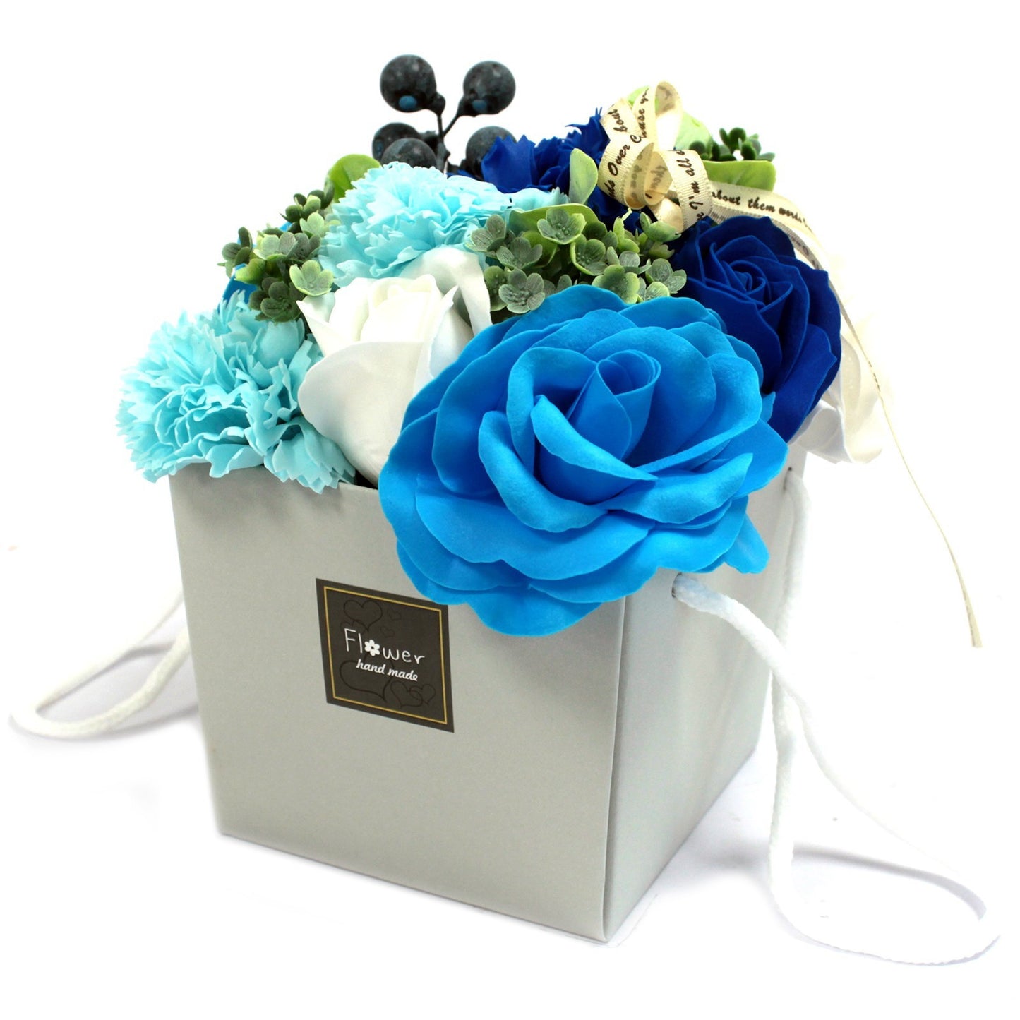 Bouquet Fleurs Jabon-Bleu Roses et clavel