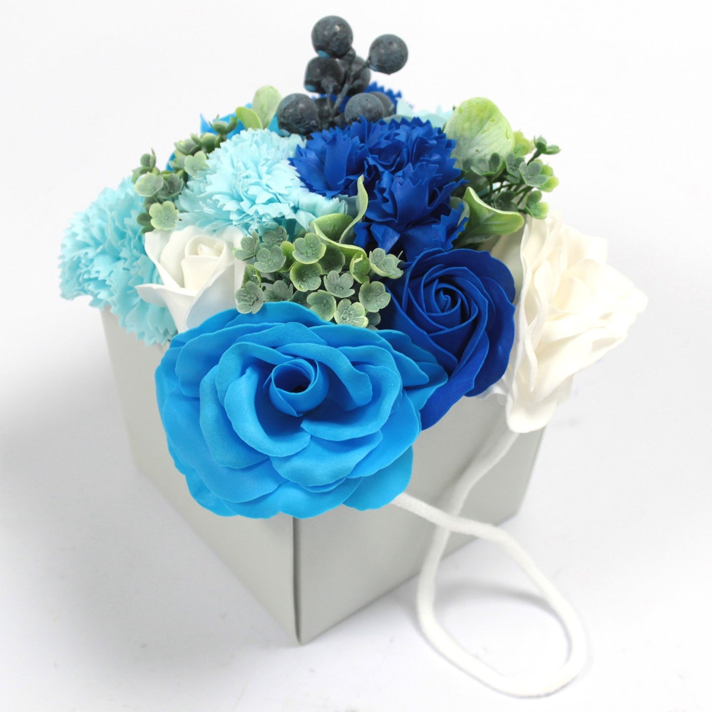 Bouquet Flores Jabón-Rosas Azules y clavel