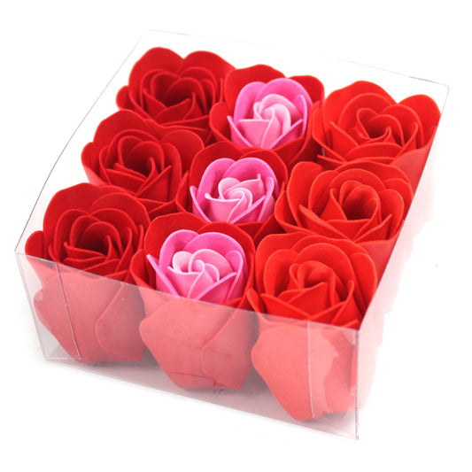 Set of 9 Jabón flowers - Rosas Rojas