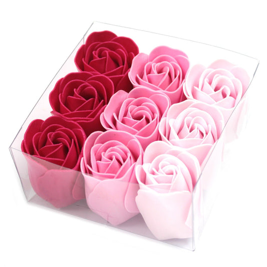 Set of 9 Jabón flowers - pink roses