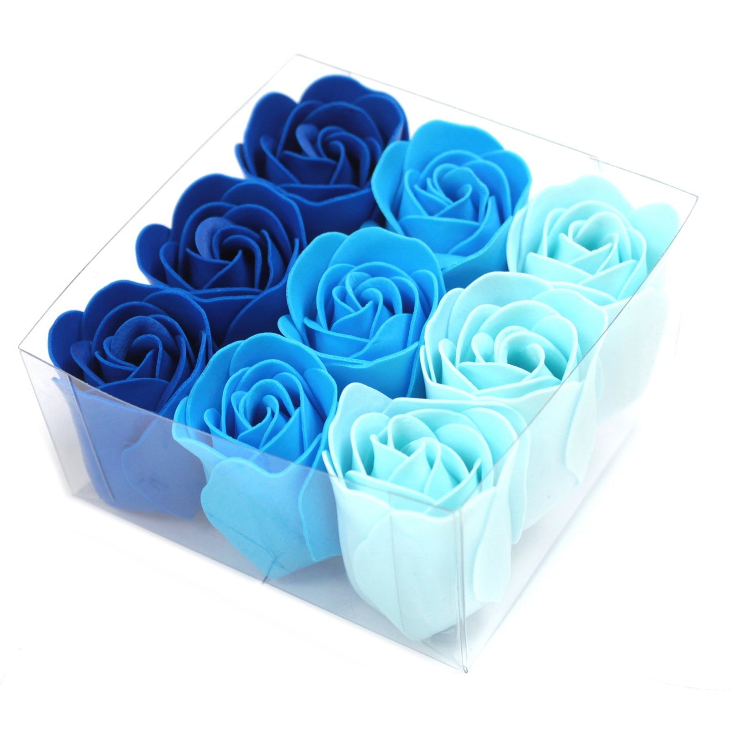 Set of 9 Jabón flowers - blue roses