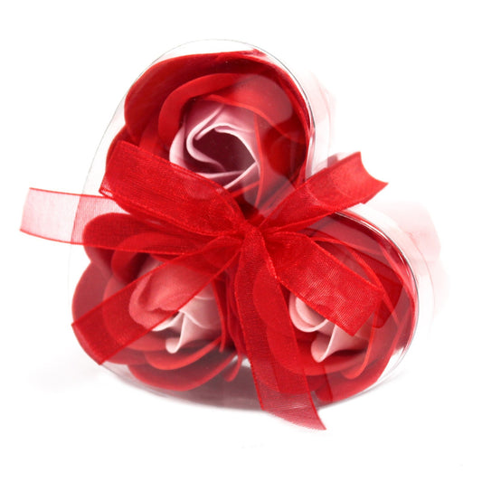 Set of 3 Jabón caja corazón flowers - Rosas Rojas