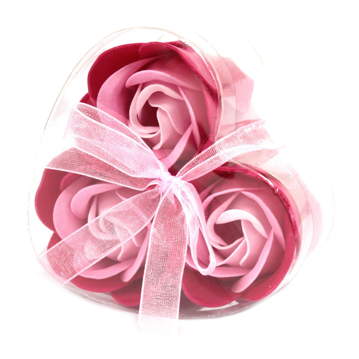 Set of 3 Jabón caja corazón flowers - pink roses