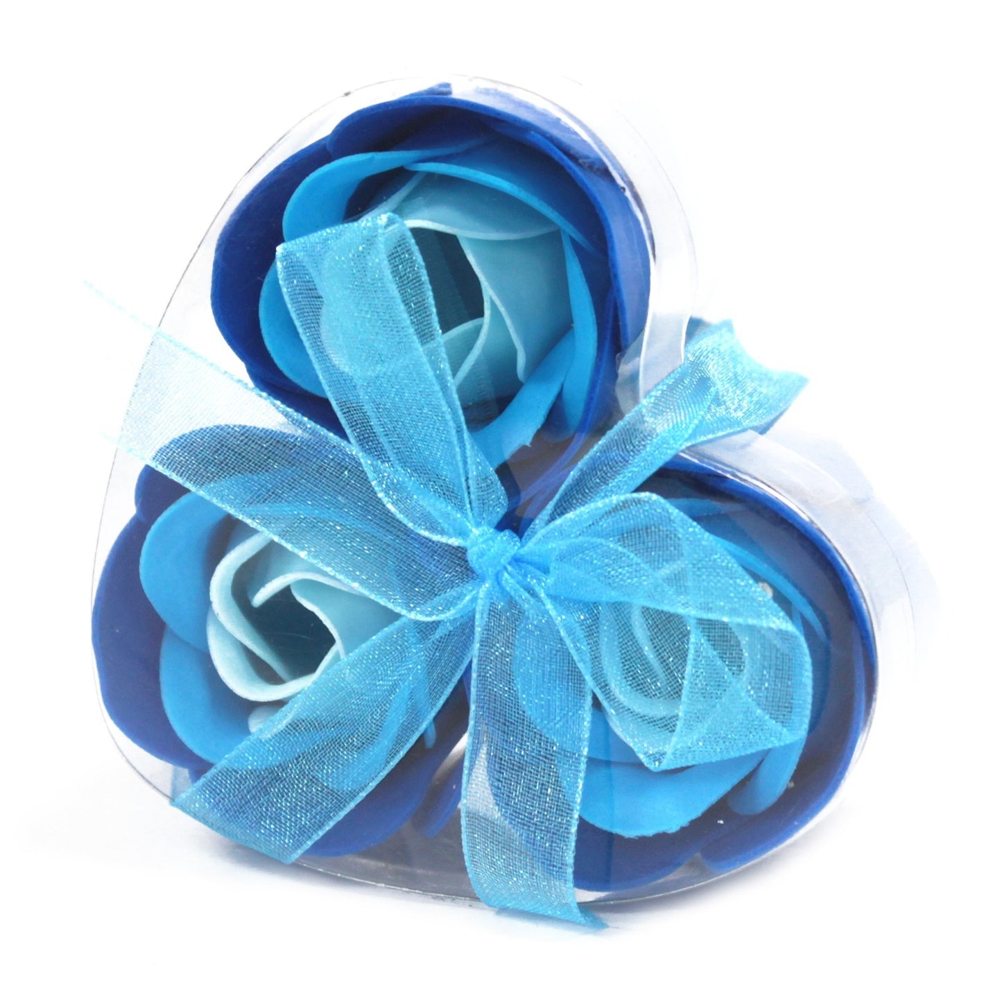 Set of 3 Jabón caja corazón flowers - blue roses