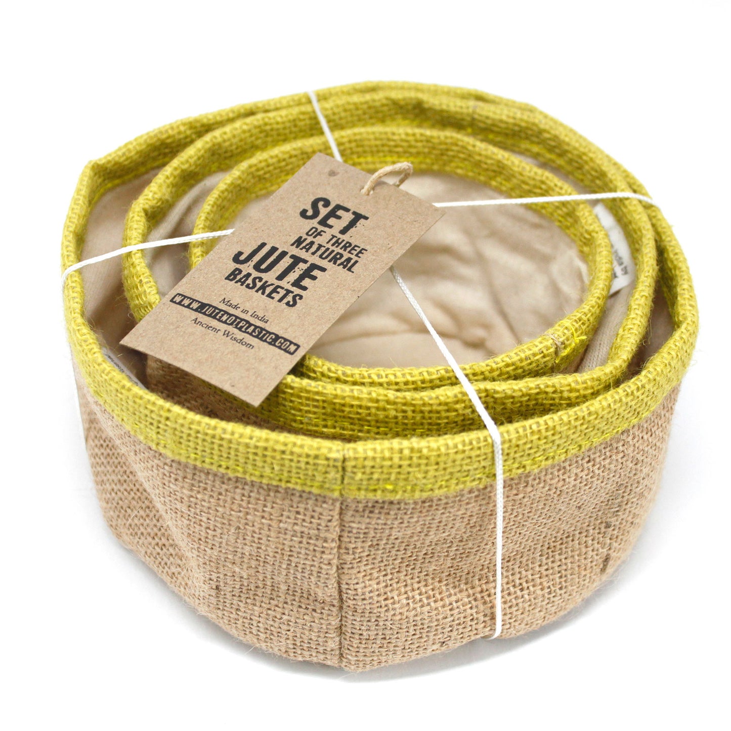 Set of 3 natural yute baskets - Oliva