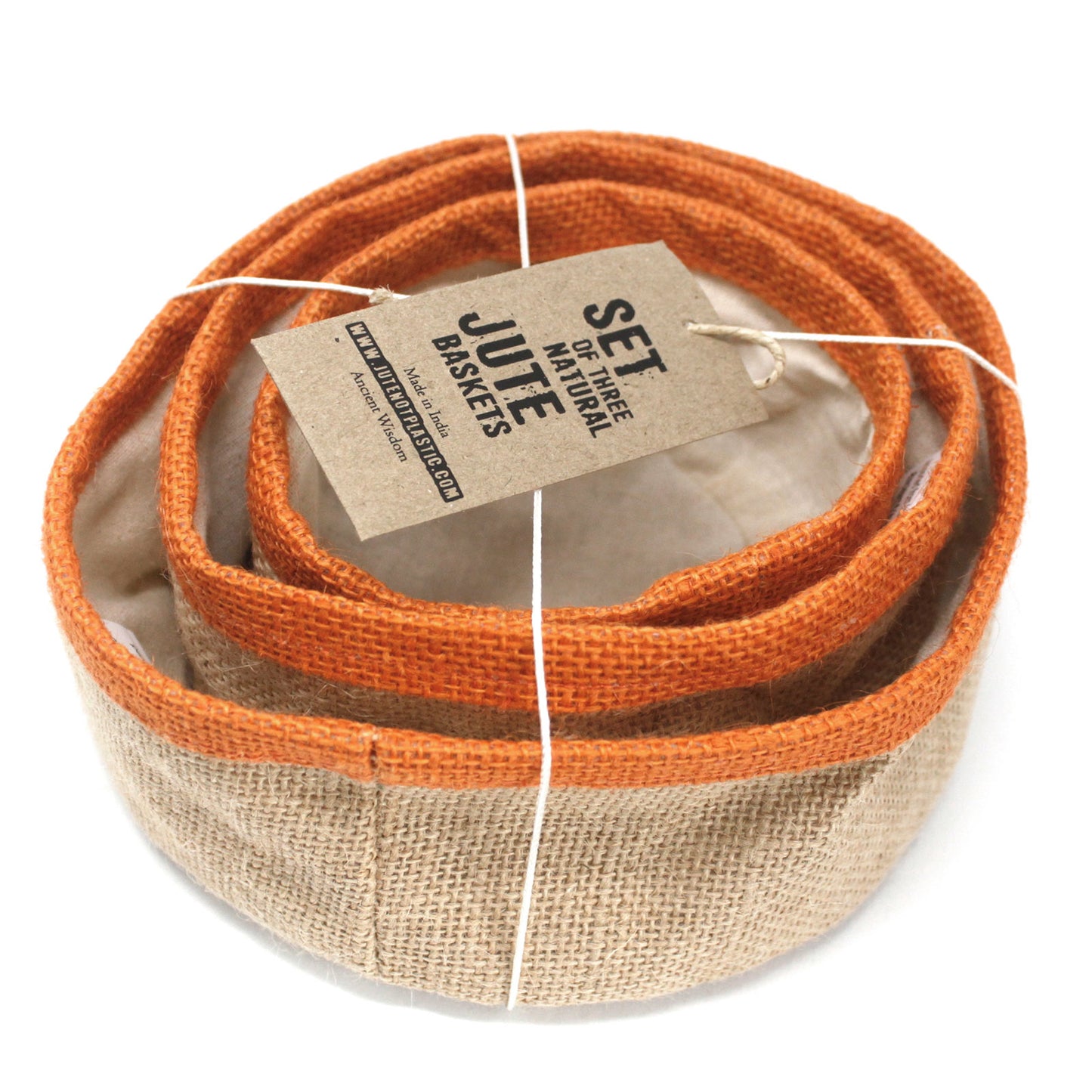 Set of 3 natural yute baskets - Turmeric