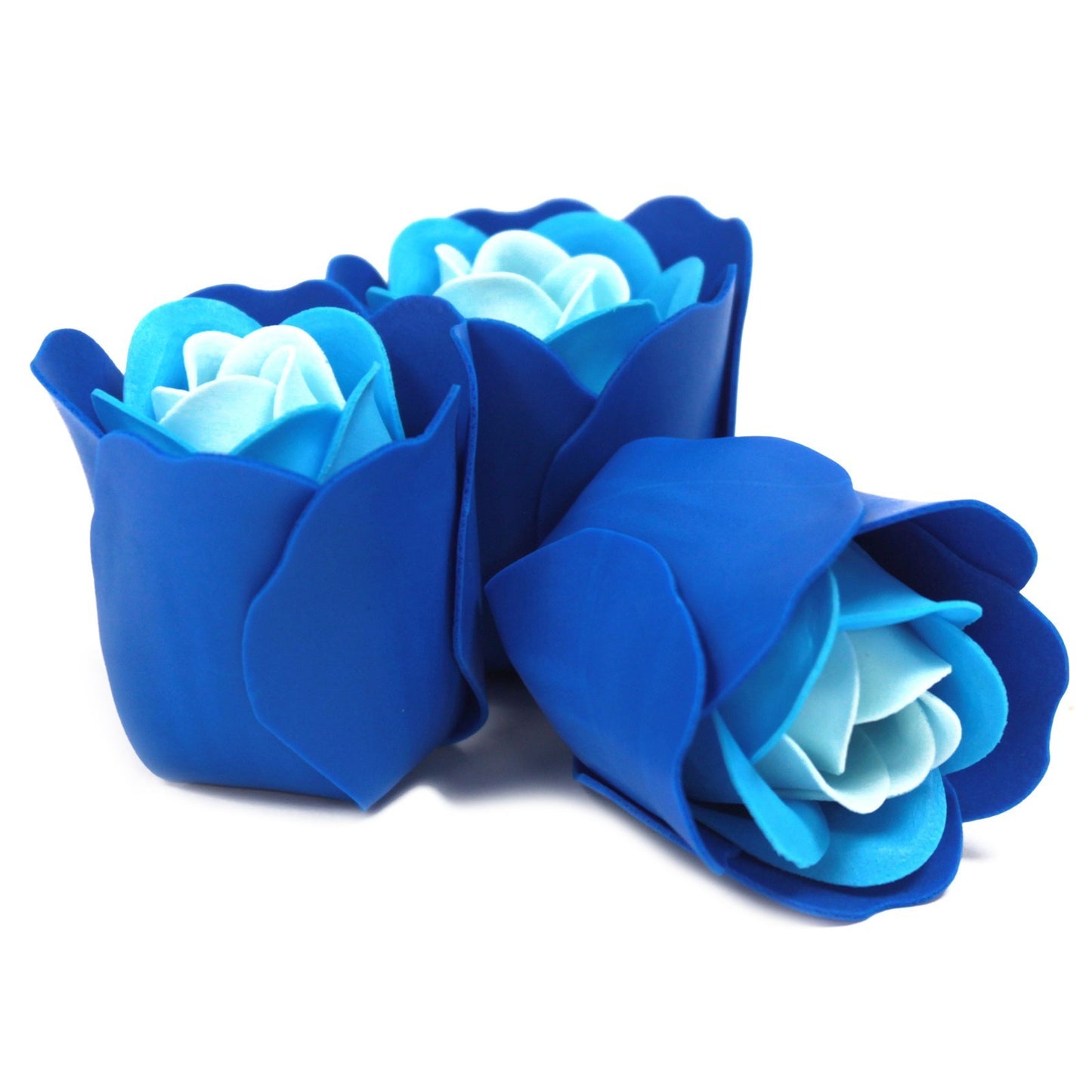 Set of 3 Jabón caja corazón flowers - blue roses