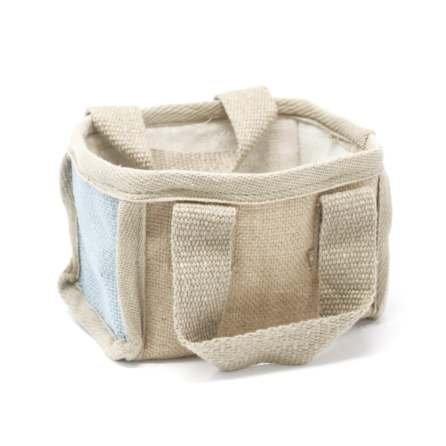 Small yute basket - 16x10x12cm - Blue