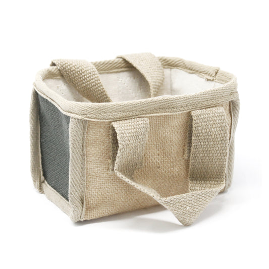 Small yute basket - 16x10x12cm - Gray