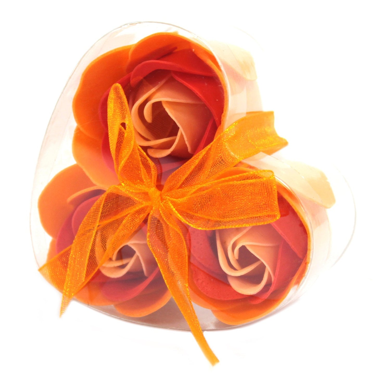 Set of 3 Jabón caja corazón flowers - melocotón roses