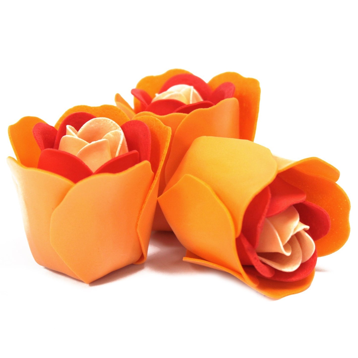 Ensemble de 3 fleurs Jabón caja corazón - roses melocotón