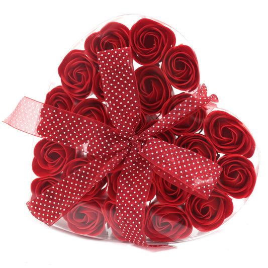 Set of 24 Jabón flowers - red roses