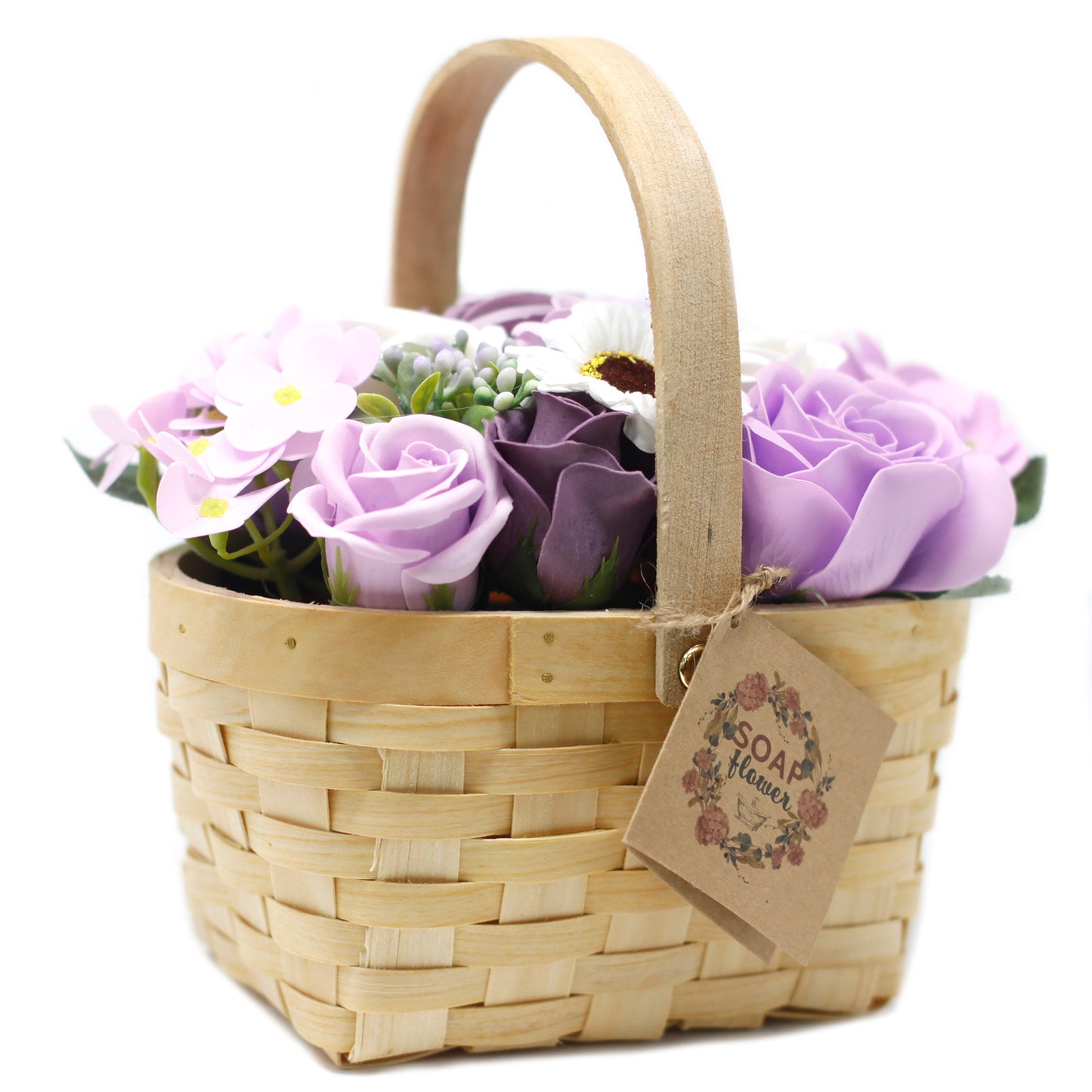 Branch in mimbre basket - lilas large