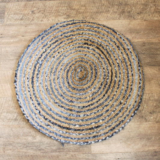 Tapis Rond de Yute et Mezclilla Recyclage - 90 cm