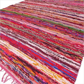 Luxury rag rug 150 x 90 cm - Red