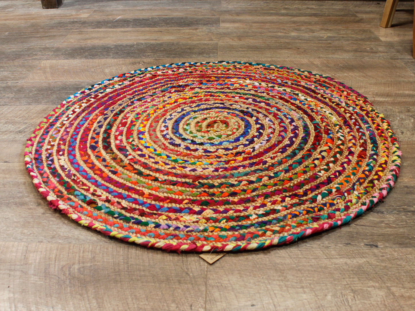 Round Yute and Recycled Cotton Carpet - 90 cm