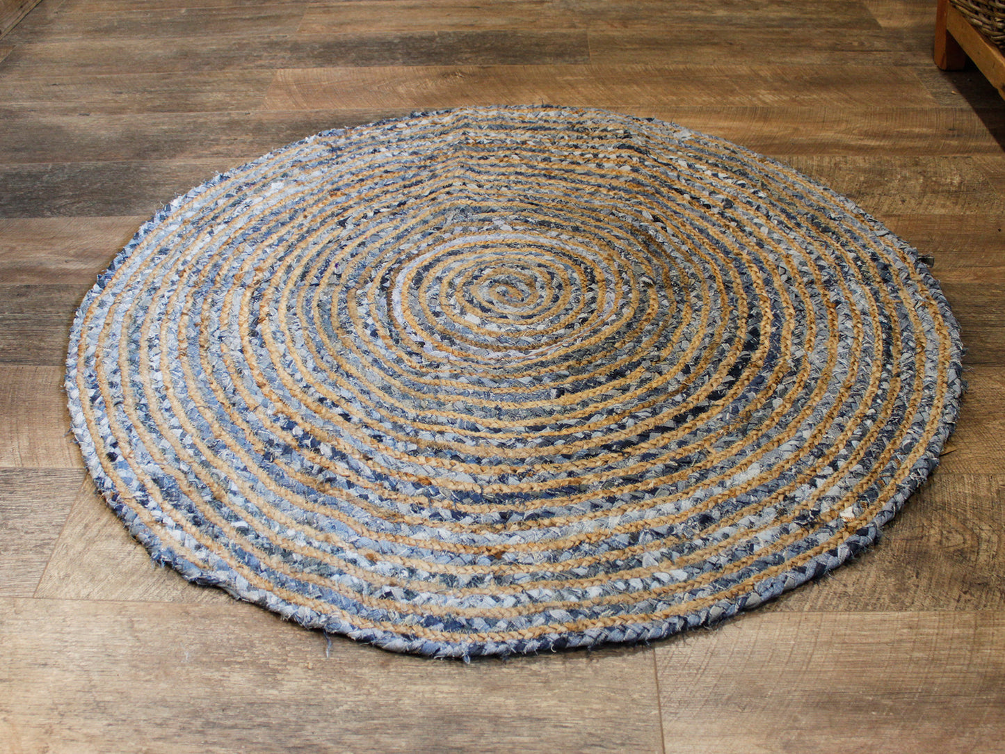 Tapis Rond de Yute et Mezclilla Recyclage - 120 cm