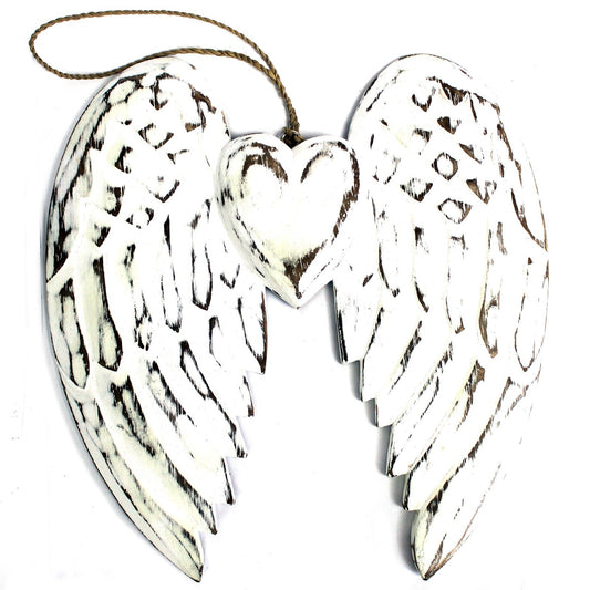 Double angel handle with hand and heart - 24cm