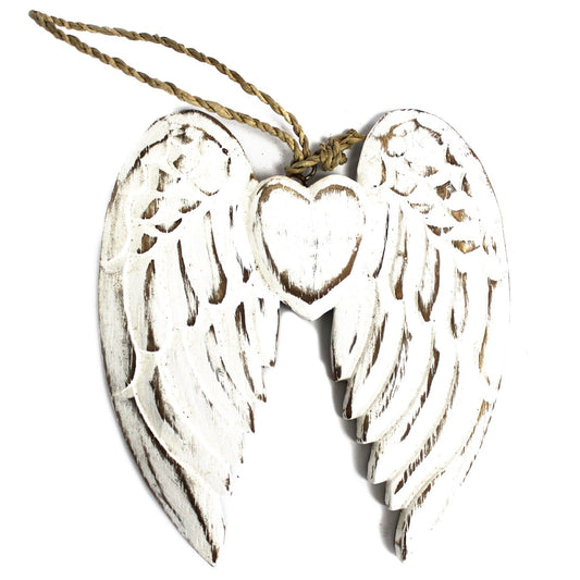 Double angel wings and hand held heart - 15cm