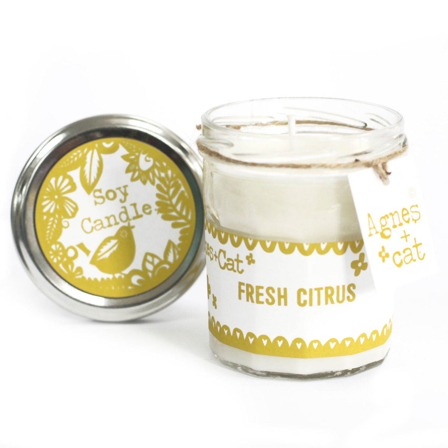 Candles in Crystal Boat - Citrus