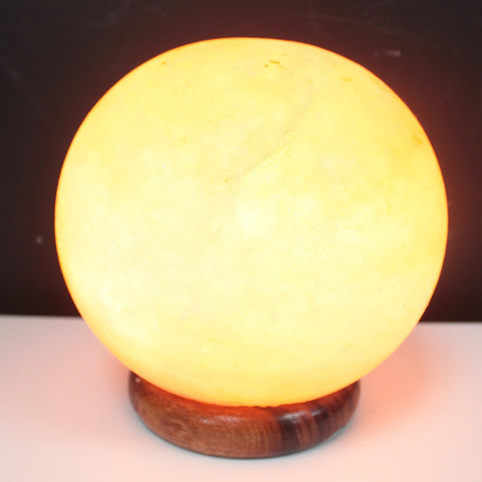 Lampe boule de sel - Socle en bois