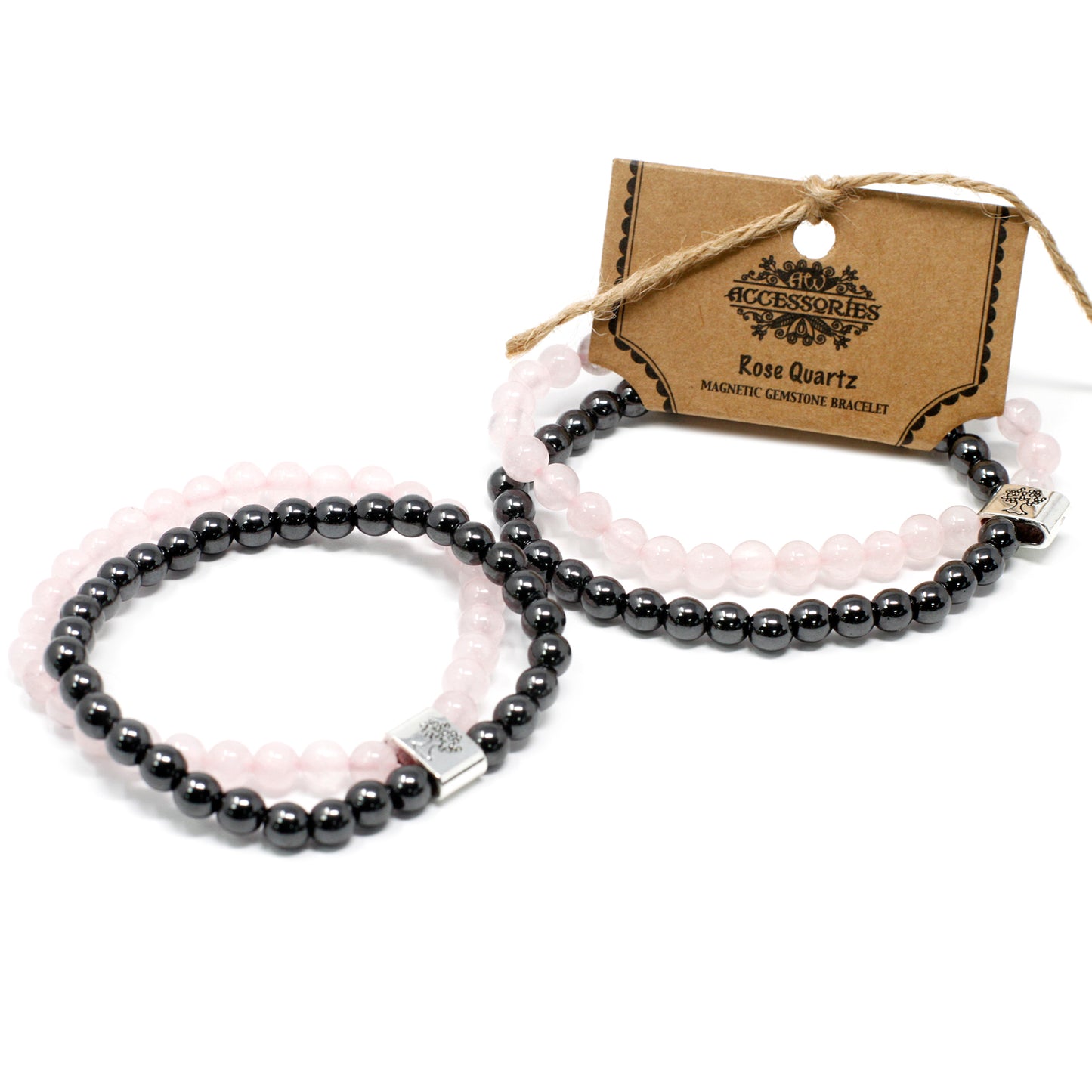 Pulsera de Piedras Preciosas Magnéticas - Cuarzo rosa