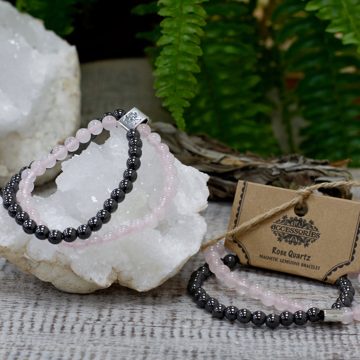 Magnetic Precious Stone Bracelet - Pink Quartz