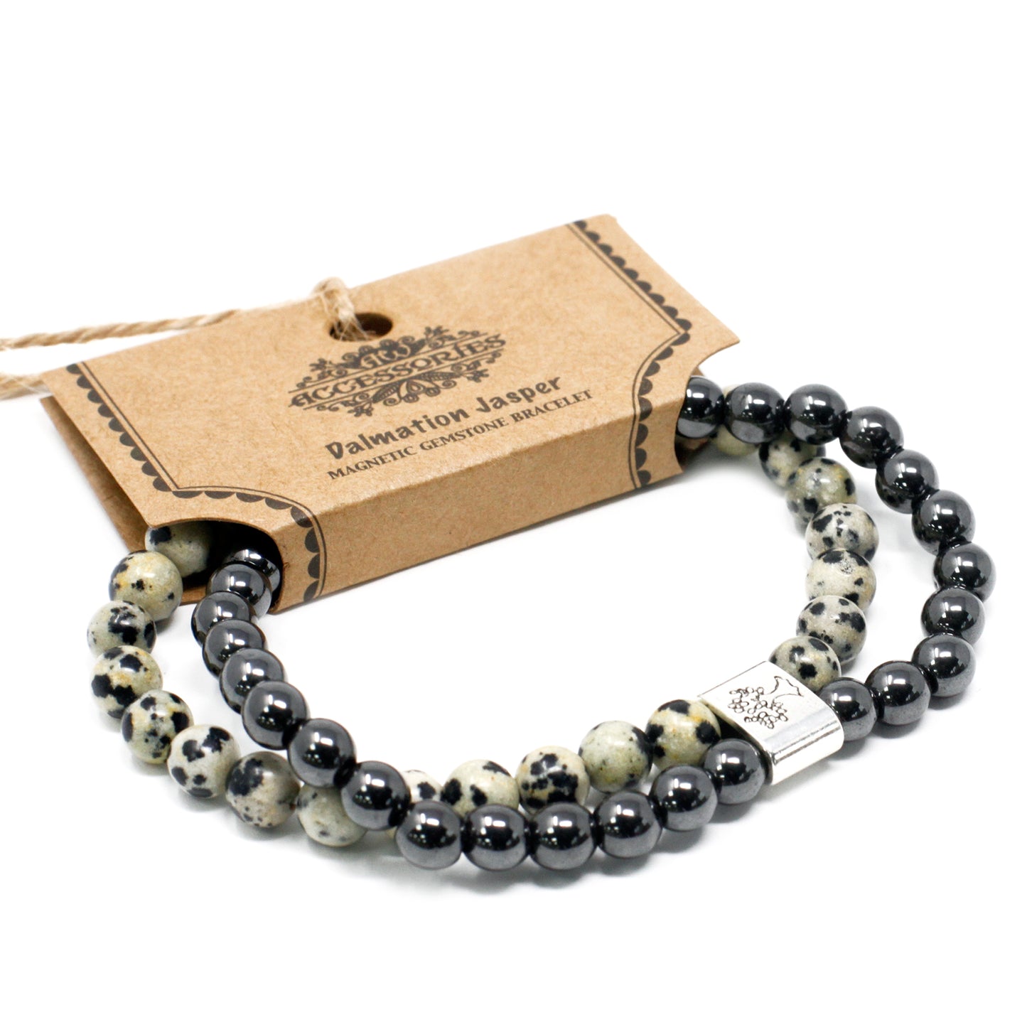 Magnetic Precious Stone Bracelet - Dalmatian Jasper