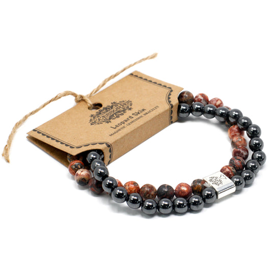 Magnetic Precious Stone Bracelet - Leopard Leather