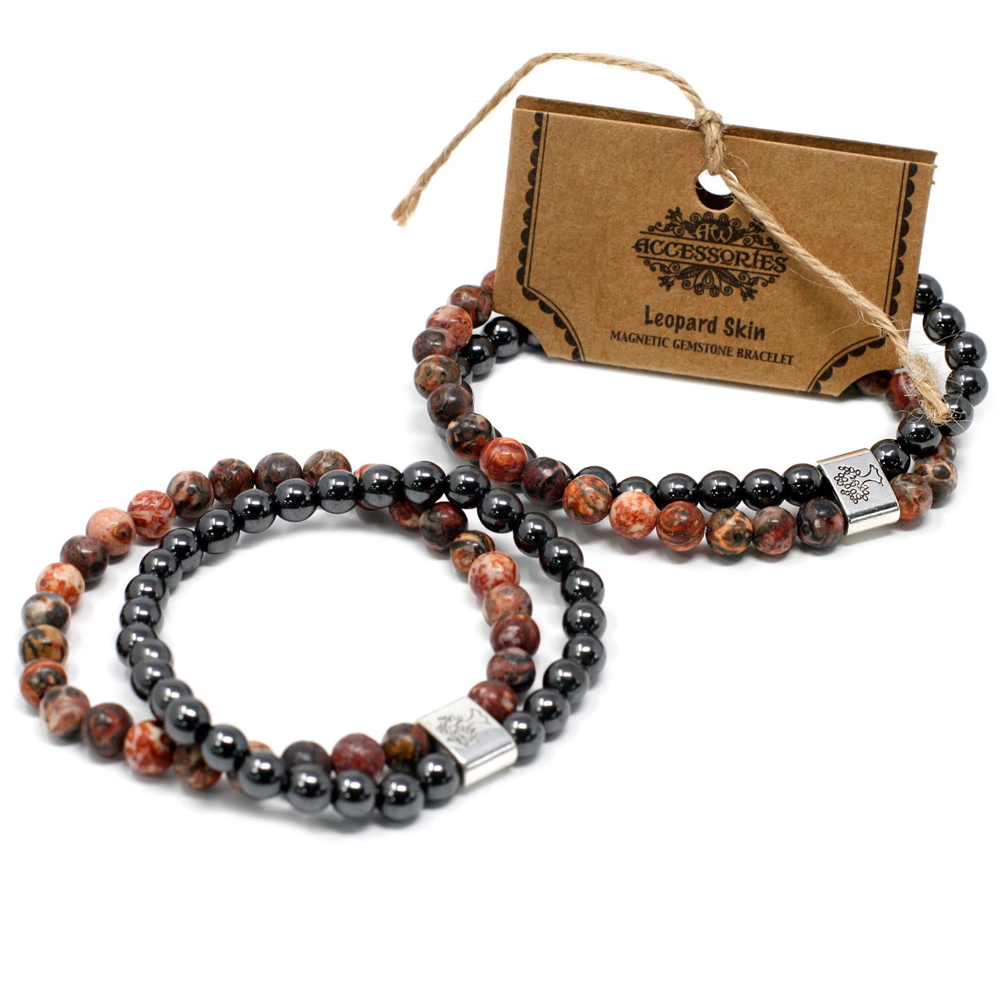 Magnetic Precious Stone Bracelet - Leopard Leather