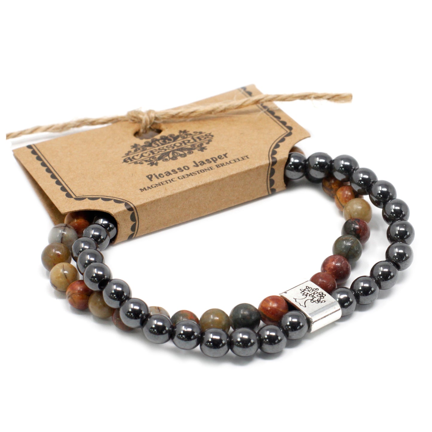 Magnetic Precious Stone Bracelet - Picasso Jasper