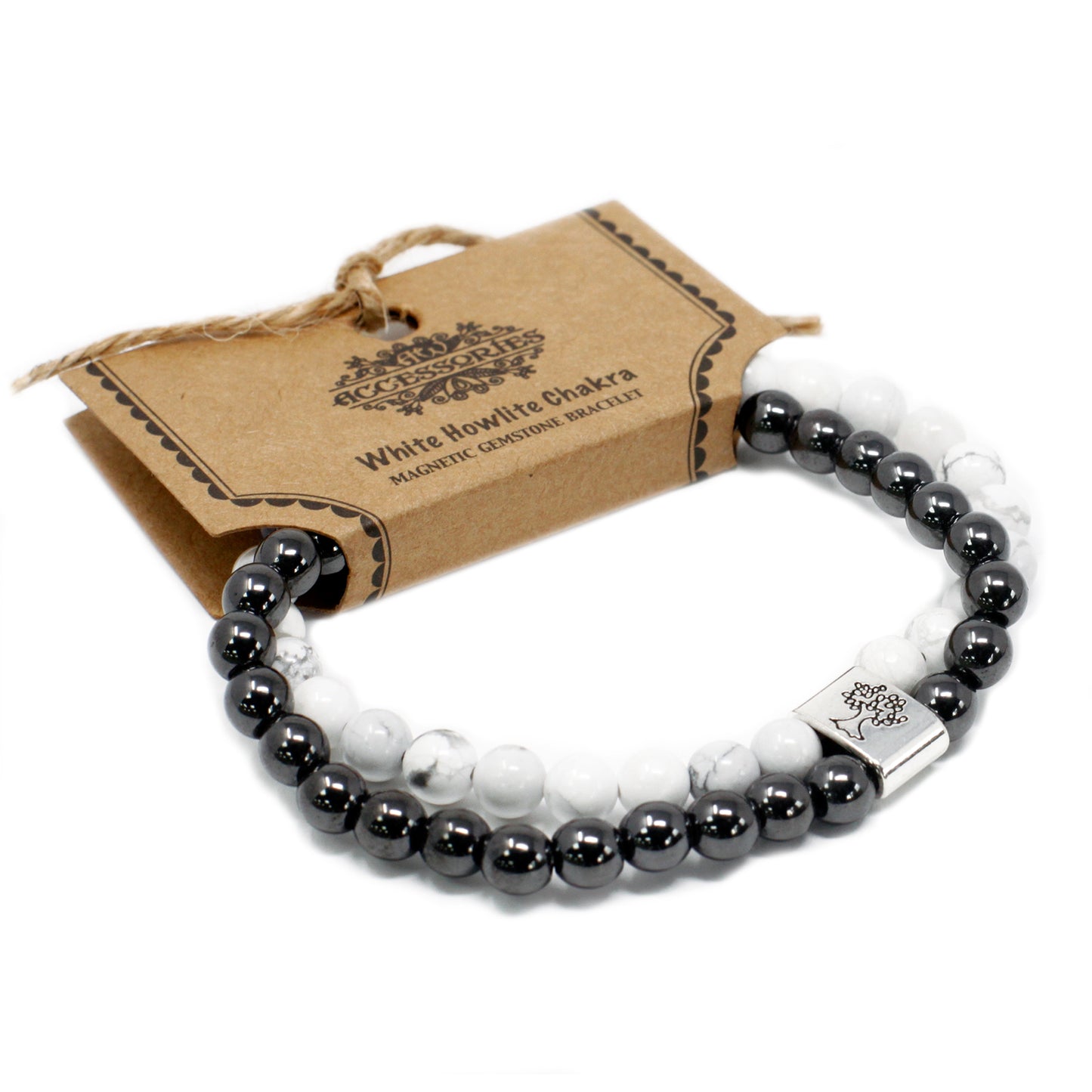 Magnetic Precious Stone Bracelet - Chakra Howlita White