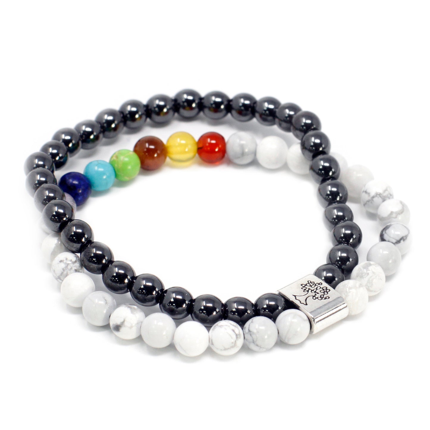 Bracelet Pierre Précieuse Magnétique - Chakra Howlita Blanc