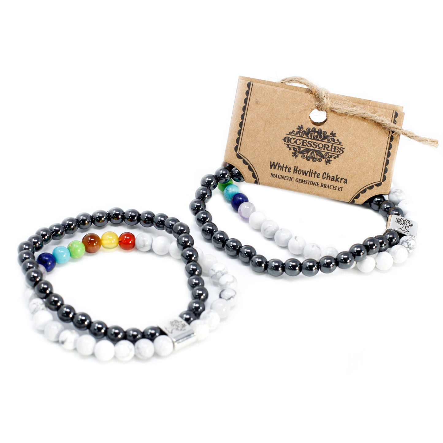 Bracelet Pierre Précieuse Magnétique - Chakra Howlita Blanc