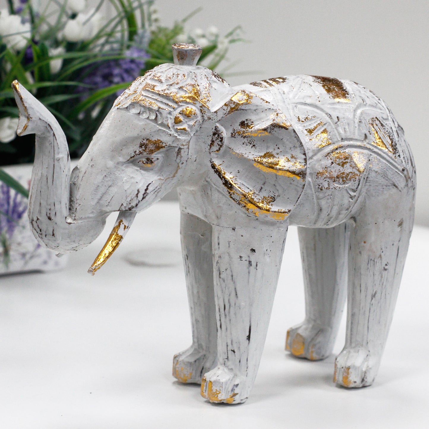 Elephant Tallado en Madera - Oro Blanco