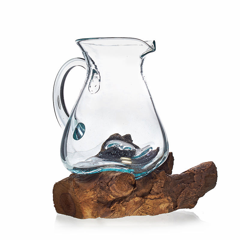 Verre coulé sur bois - Pot à eau