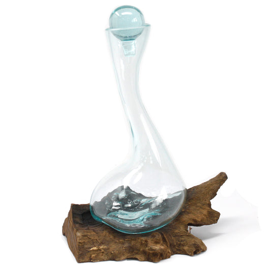 Cast Glass on Wood - Wine Decanter