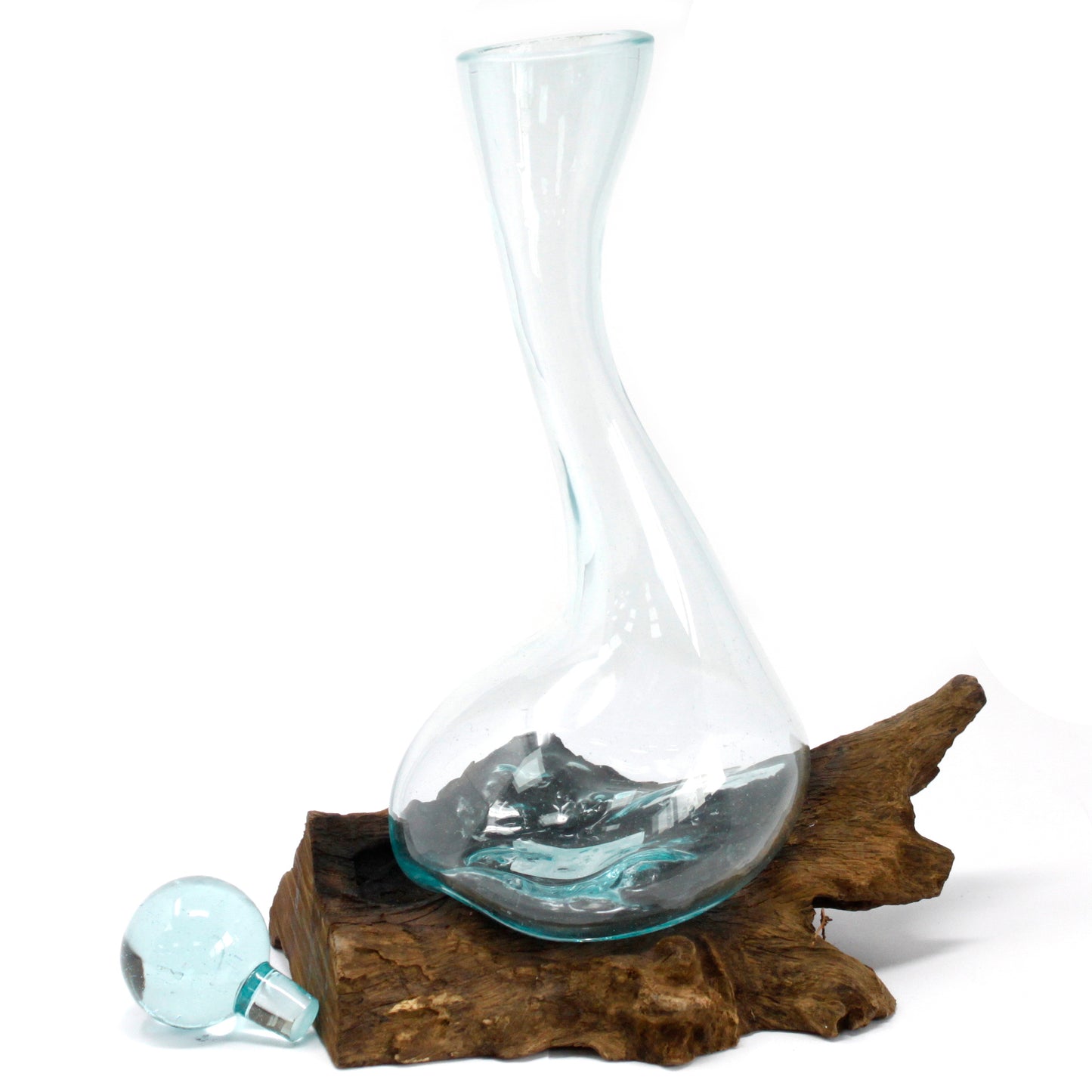 Verre Coulé sur Bois - Carafe à Vin