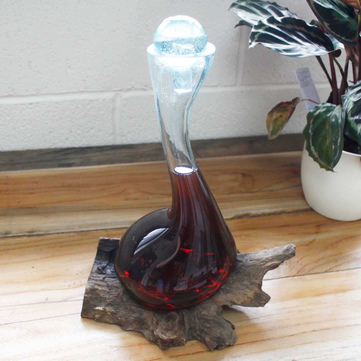 Verre Coulé sur Bois - Carafe à Vin