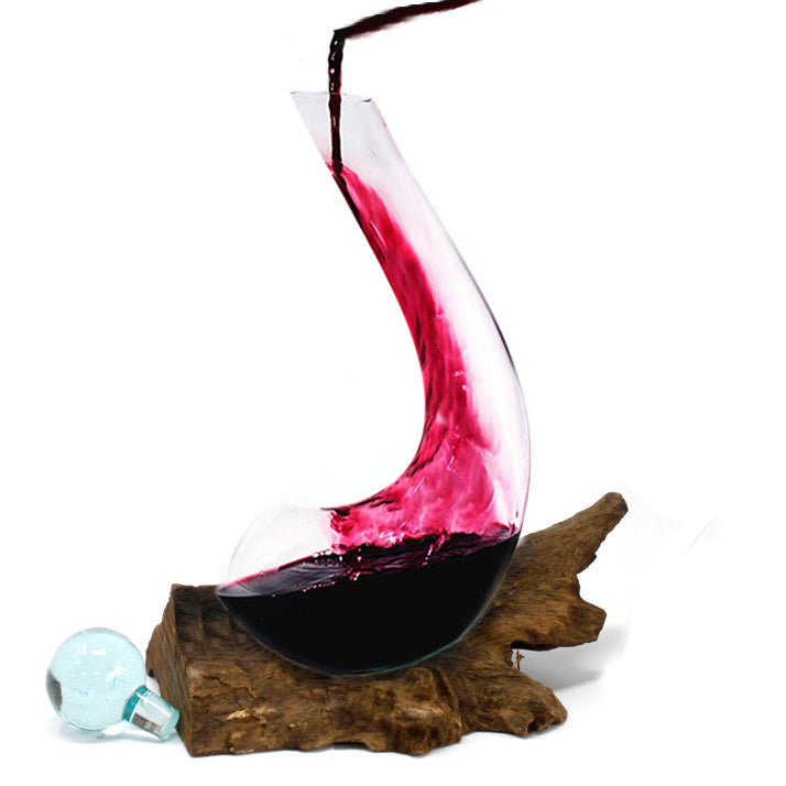 Verre Coulé sur Bois - Carafe à Vin