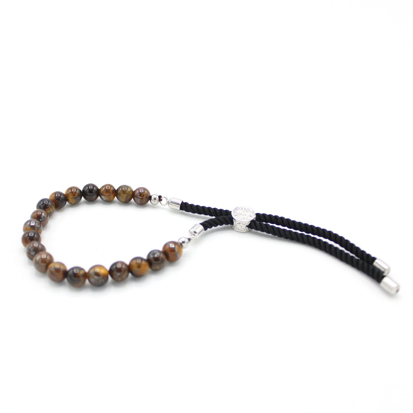 Black hemisphere bracelet with Tiger Eye in 18 carat gold