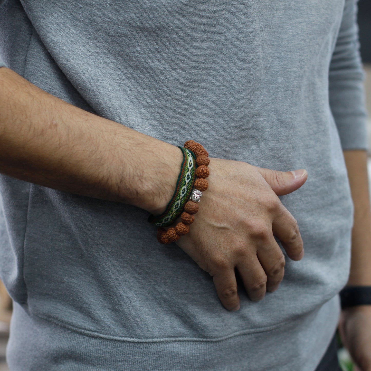 Bracelet Bouddha Rudraksha Japa Mala - Marron