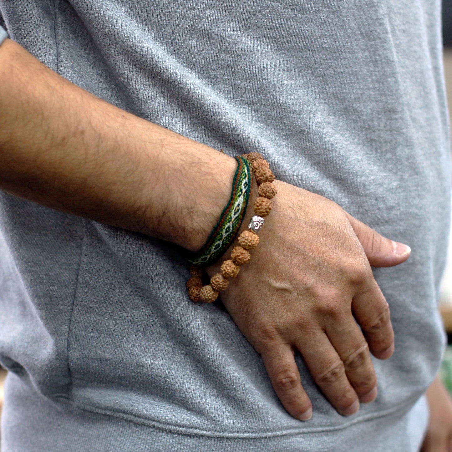 Rudraksha Japa Mala Buddha Bracelet - Natural