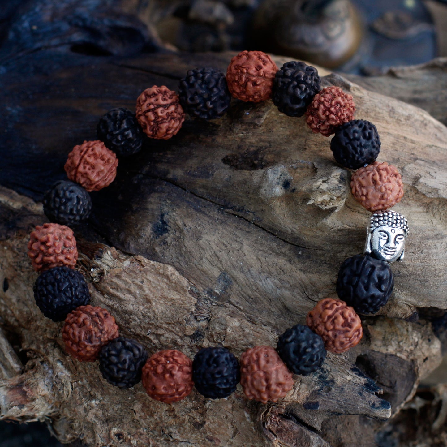 Bracelet Bouddha Rudraksha Japa Mala - Mélange