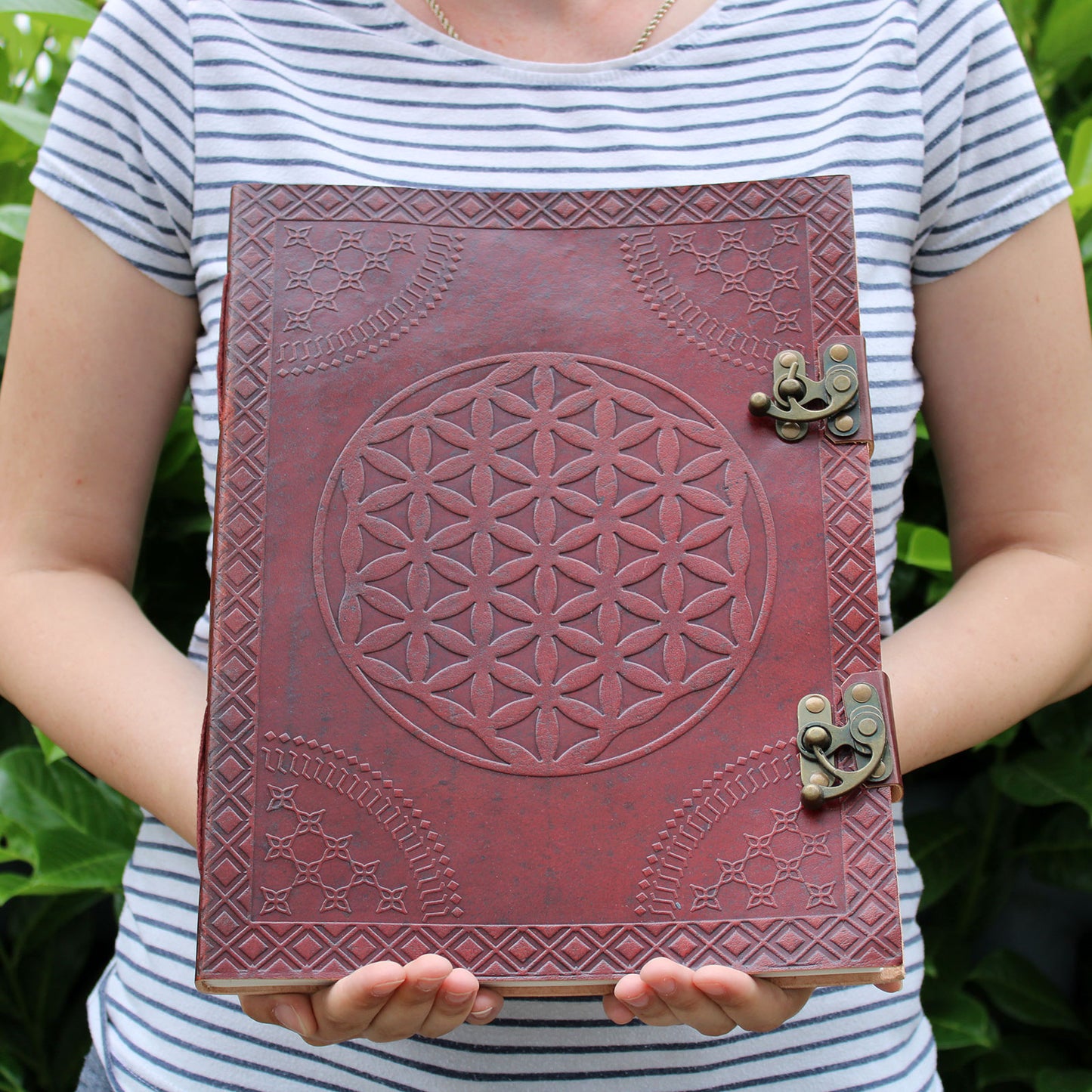 Huge Flower of Life Leather Book 10x13 (200 pages)