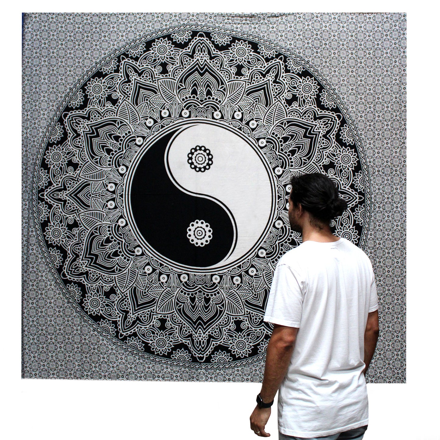 B&amp;N Double Cotton Quilt + Tapiz - Ying yang