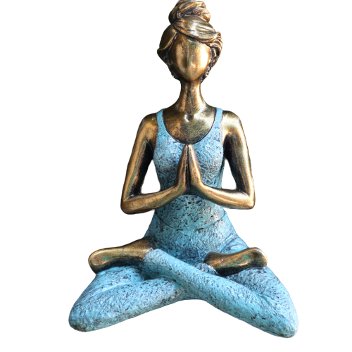 Yoga Lady Figure - Bronze &amp; Turqoise 24cm