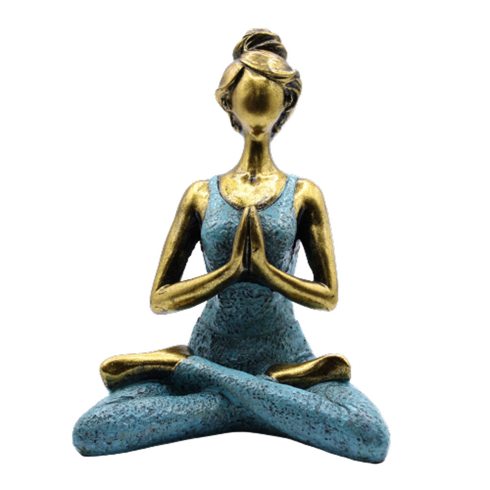 Yoga Lady Figure - Bronze &amp; Turqoise 24cm